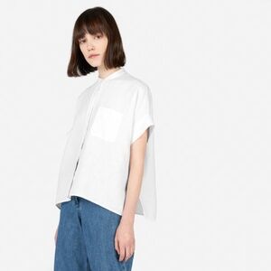 Everlane Linen Collarless Short Sleeve Square Shirt - Size 2